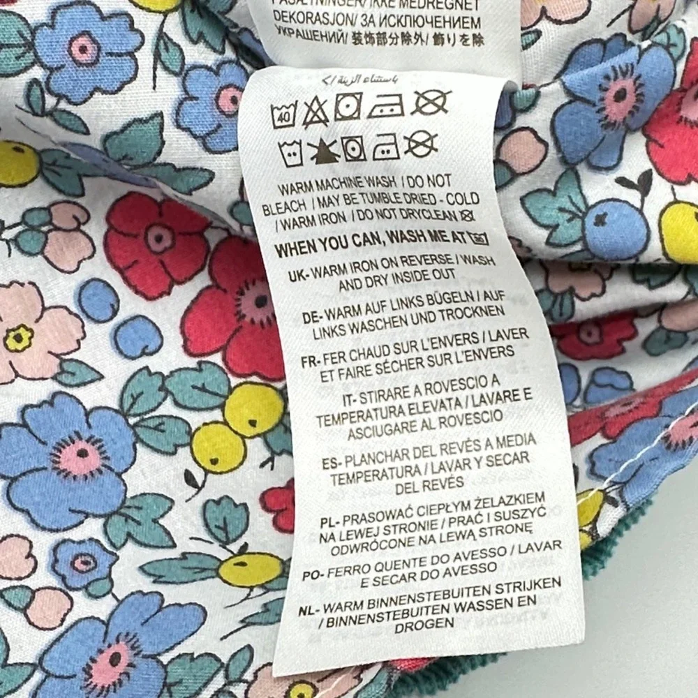 Mini Boden Girls Teal Corduroy Polka Dot Horse Bunny Embroidered Skirt 7-8Y